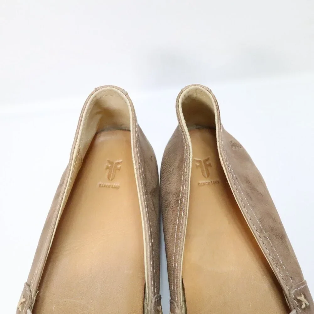 Frye Shoes Womens 9 M Melanie Slip On Taupe Brown Casual Comfort‎ Low Round Toe